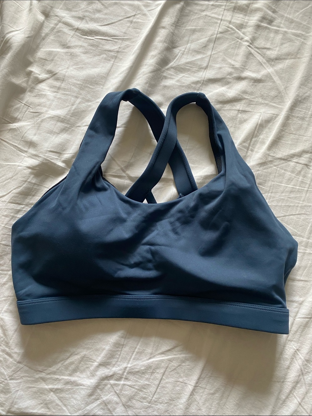 Cross-Back Sports Bra in Deep Blue